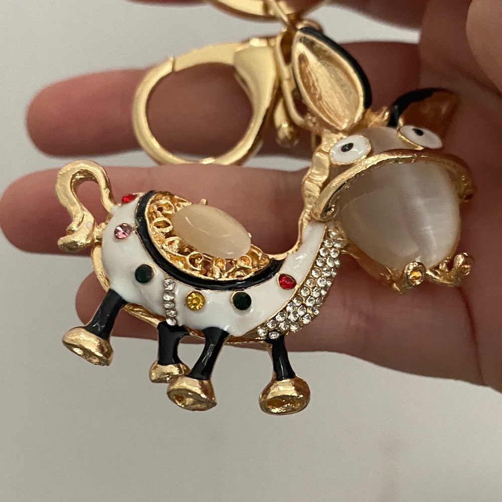 Gold and White Donkey Keychain - Picture 2 of 2